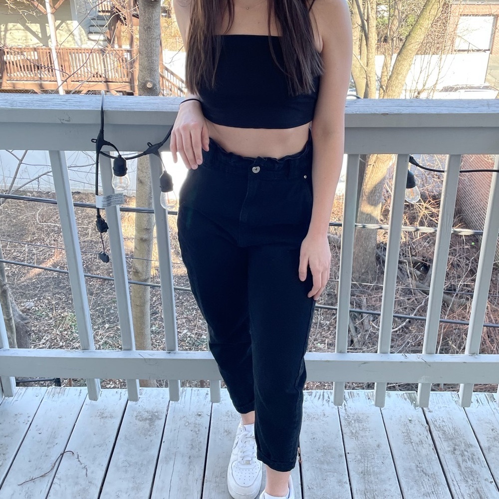 ZARA Black Paperbag Mom Jeans - worn ONCE
